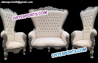 Asian Wedding High Back White Sofa Set