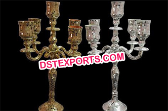 Five arm Wedding Mirror Work candelabra