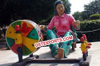 Punjabi Women Spinning the Charkha