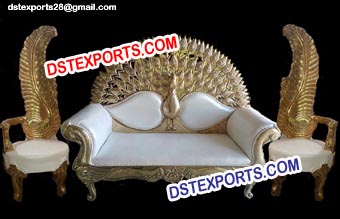 Wedding Brass Metal Peacock Sofa Set