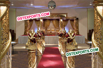 Wedding Golden Glittering Crystal Mandap