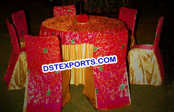Wedding Embroidered Chair Cover and Table Cloth