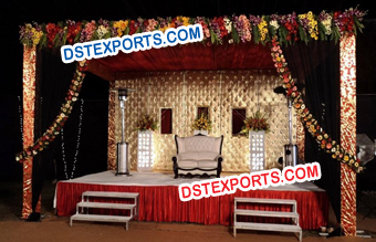 Wedding Stage Gold Crystal Leather Backdrop Frame
