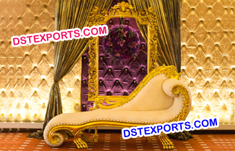 Wedding Gold Stage Tufted Crystal Fitted Panels