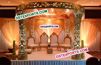 Fiber Designer Carved Pillars Wedding Mandap