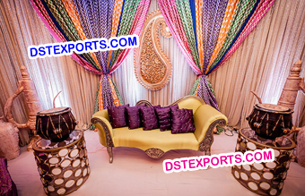 Pakistani Wedding Colourful Mehandi Stage