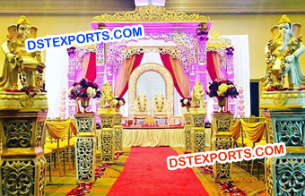 Wedding Ganesha Fiber Carved Mandap