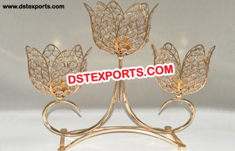 Wedding Golden Crystal Flower Candle Holders