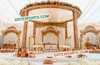 Hindu Wedding Double Pillar Wood Mandap