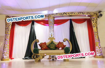 Gold Walima Theme Wedding Stage