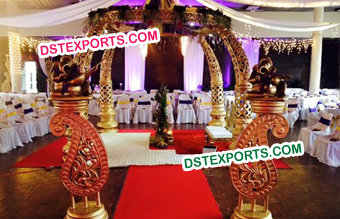 Golden Fiber Carved Mandap