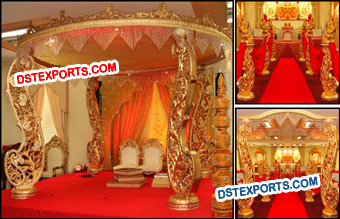 Heavy Golden Carved Swan Mandap