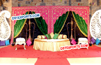 Muslim Nikah Wedding Stage Embrodried Backdrop