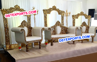 Wedding Heavy Carved Golden Panel Stage