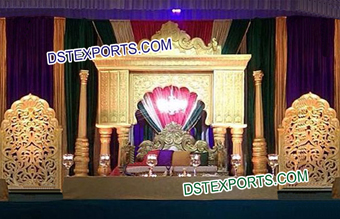 Indian Wedding Golden Fiber Stage Set