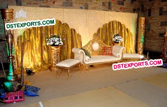 Golden Wedding Arch Type Mandap Backdrop