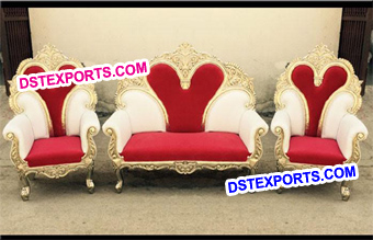 Heart Shape wedding Golden Carved Sofa Set