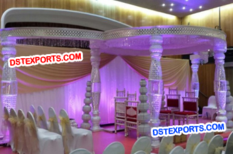 Stylish Six Pillar Bottle Crystal Mandap