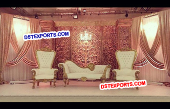 Fully Golden Carved Heavy Panel Stage