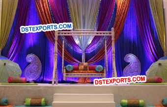 Multicolour Wedding Backdrop Mehandi Stage