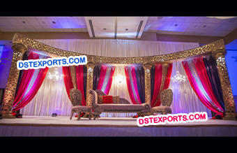 Royal Wedding Golden Jali Pillars Stage