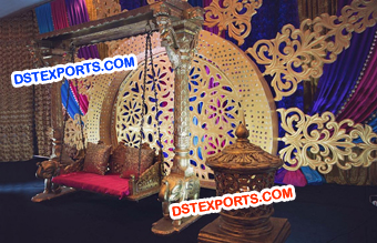 Wedding Golden Elephant Metal Jhula