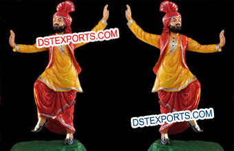 Punjabi Dancing Bhangra Fiber Statue