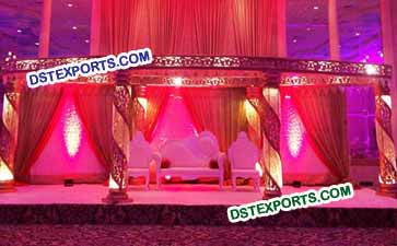 Spiral Crystal Pillar Wedding Mandap