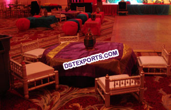 Indian Wedding Mehandi Stage Low Sitting Chairs