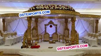 Indian Shadi Golden Carved Mandap