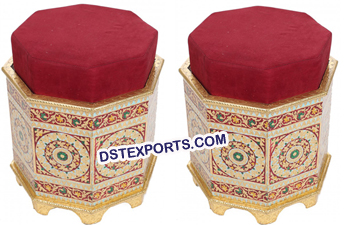 Wooden Handicraft Meenakari Stools