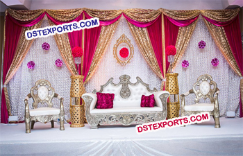 Asian Wedding Silver Metal Carved Furnitures