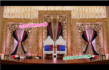 Wedding Golden Jali Frame Backdrop