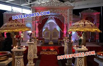 Indian Wedding Fiber Carved Mandap