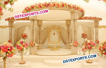 Triple Pillar Fiber Wedding Mandap Set