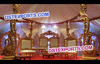 Simple Gold Wedding Mandap Chairs Set