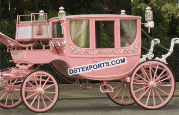 Beautiful Pink Horse Drawn Carriage
