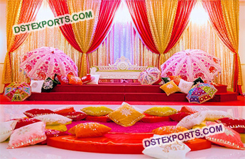 Elegant Mehandi Sangeet Night Wedding Stage