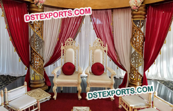 Pearl White Long Back Mandap Chairs