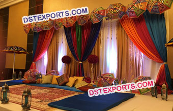 Colourful Gujrati Umbrella Sangeet Stage
