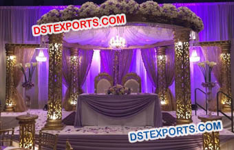 Lighted Golden Carved Mandap