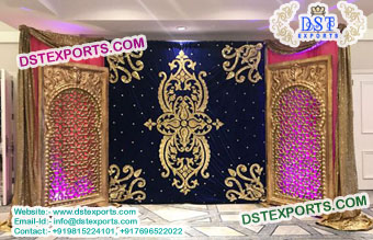 Royal Blue Embrodried Backstage Curtains