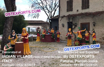 Village Theme Fiber Statues for Dhabas Decoration