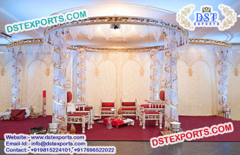 Crystal White Golden Mandap for Wedding Ceremony