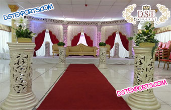 Graceful Fiber Carved Pillar for Reception Stage