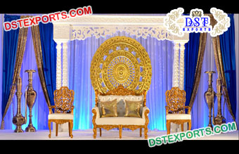 Golden Fiber Hand Carved Backdrop Panel