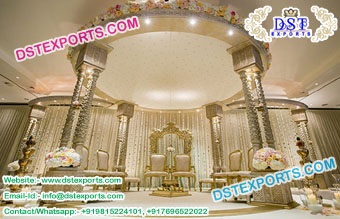 Wooden Triple Pole Pillars Mandap Set for Sale