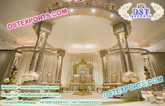 Wooden Triple Pole Pillars Mandap Set for Sale