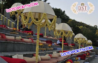 Hindu Wedding White Flower Decorated Umbrellas
