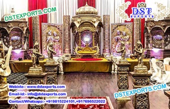 Metal Look Radha Krishan Theme Wedding Stage